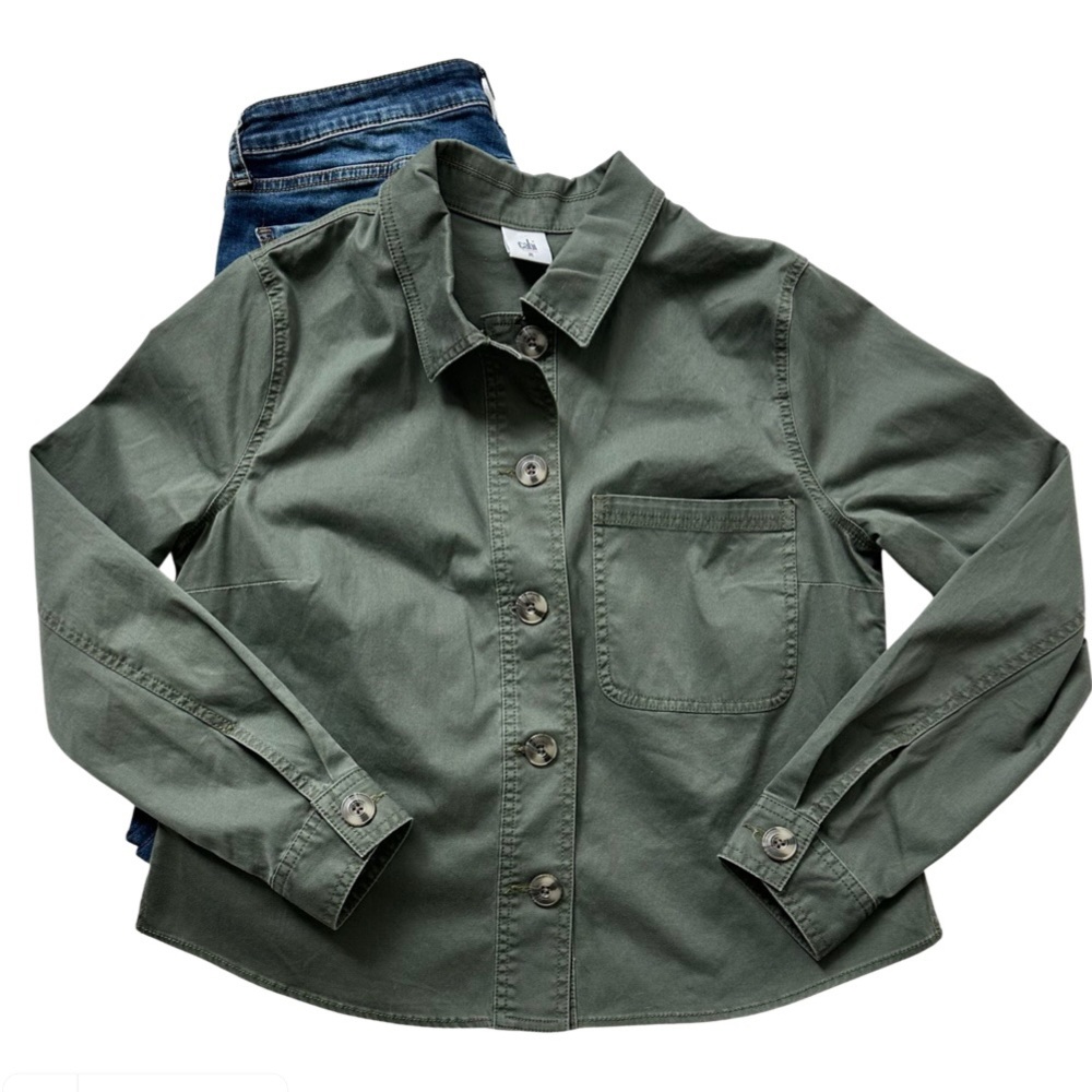 Cabi Cargo Jacket, Olive Green Cargo Button Front Jacket, Size Medium - Picture 2 of 11